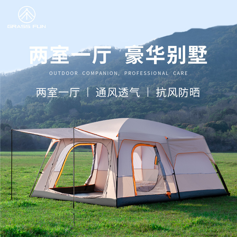 Cross-border Best-selling Camping Tent Outdoor 3-4 Person Two Rooms One Hall 5-8 Person Two Rooms 10 Person Large Tent Factory Wholesale